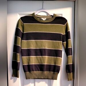 Cat & Jack Boy's Sweater Sz Medium 8-10, Green and Gray Striped
